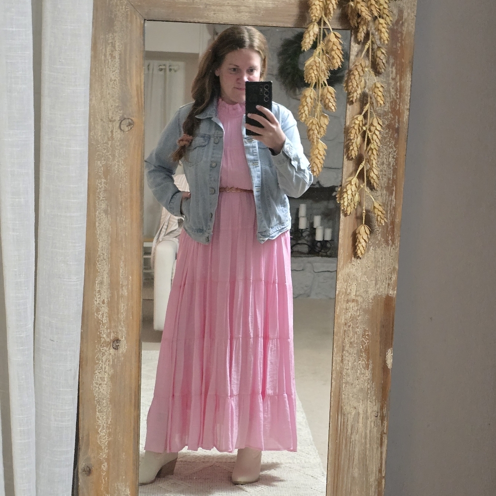 Entro, Pink Tiered Halter Maxi Dress, Large - Picture 10 of 16